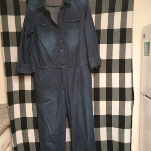 Casual Denim Jumpsuit with Button Front